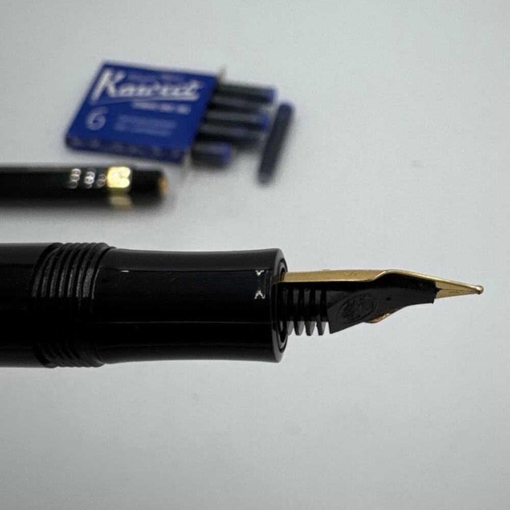 Kaweco Classic Sport Fountain Pen Black Gold Nib Pocket Royal Blue Ink Set EUC - Picture 3 of 6